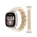 Minyee Braided Bands Compatible with Fitbit Versa 3/Fitbit Sense Band for Women, Elastic Solo Loop Stretchy Designer Nylon Wristband Slim Woven Replacement Bracelet Accessories for Versa 3/Sense Watch Light Khaki Small