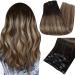 Easyouth Real Hair Extensions Clip in Human Hair Balayage Black to Brown and Blonde Clip in Hair Extensions Ombre Black Clip in Extensions Remy 16 Inch 5Pcs 70g 16" 2-5Pcs Clip #1B/6/27