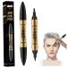 Eyebrow Pencil Liquid Eyebrow Pen 2 in 1 Dual-ended Eyebrow Waterproof & Long Lasting Liquid Eyeliner Pen Four-tip Brow Pencil for Women Gift Black