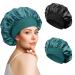 2pcs Satin Bonnet Silk Bonnet for Curly Hair Hair Bonnet Silk Hair Wrap for Sleeping Night Sleep Cap for Women (Black Blue)