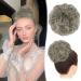 RUWISS INFORMANTABLE HAIR PART 100% REAL HAIR ROSE DOTT FOR WOMES REAL HAIR SCRUNCHIES TOCKING HAITIENS LOCK BUNGE BUN Extension of Unorderful rolls (gray and white tips) 1 piece of pack with 1) Gray and white tips