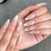Justotry 24 pieces press on nails almond short Blue and White fingernails for sticking with flower acrylic oval nails to stick artificial nails short for women nails art lbw