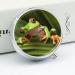 Round Pill Box with Tree Frog Print - 3 Compartment Decorative Metal Pill Organizer | Portable Pocket Size | Style-13 - Buy Online on GoSupps.com