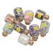 Weikeya Mini Stone Bottles Portable Lovely 9pcs Chip Stone Set Glass Container Exquisite Colors for Decoration