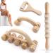 Gzjiyu 4 STK massage roller set fascia roll wood fascia roller with handle massage roller for neck shoulder legs back full body muscles