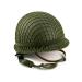 QWORK M1 Green Helmet Replica, Net Cover Steel Helmet, WWII US Army Outdoor Helmet Steel Field with Net Cover Cat Eye Belt