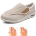 Mens Diabetic Edema Shoes Extended Widths Women's Walking Shoes with Arch Support Diabetic Shoes Adjustable Closure Men 9.5/Women 10.5 Beige Men 9.5/Women 10.5