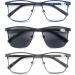 MODFANS 3 Pack Reading Glasses with Blue Light Filter for Men - Metal Frame Rectangle Style Stainless Steel Black Grey Blue +2.00 - Stylish & Comfortable - Buy Online on GoSupps.com