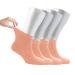 Cosyfeel Women Loose Diabetic Socks | 4-Pack Neuropathy Ankle Socks for Ladies | Super Soft Eco-Friendly Bamboo Material | Durable with Seamless Toe | Multicolour Patterns | 4 Seasons 7-9 1/2 SALMON