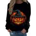 Halloween Costumes Printed Fashionable Casual Long Sleeved Zipper Round Neck Hoodies Sweater Tops Womens Band Black Large