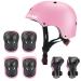 CELOID Kids Helmet Pad Set,Adjustable Kids Skateboard Bike Helmet Knee & Elbow Pads Wrist Guards 5-8 years Kids Protective Gear Set for Girls Boys Bicycle Bike Roller Skating Scooter Rollerblade Sport M(20.5"-22"/ 8 -14years) Pink