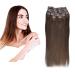 (35cm-55cm) clip in extensions real hair set 10PCs 120g 100% remy real hair for hair extension smooth hair parts (4# medium brown 45cm)
