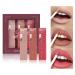 Matte Liquid Lipstick Makeup Set 3Pcs Long Lasting Smudge Proof Lip Gloss Set High Pigmented Velvety Nude Red Lip Stain Lip Makeup Gift Sets for Girls and Women Set A