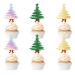 TSJ 18 PCS Christmas Tree Cupcake Toppers Christmas Cake Toppers Glitter Cupcake Picks Cake Decorations Christmas Party Supplies Green+gold+silver