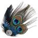 Feather Peacock Hair Clip Natural Feather Fascinator Barrette with Sparking Rhinestone  - Buy Online on GoSupps.com