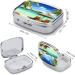 Pill Box Tropical Holidays Print | 2 Compartment Medicine Organizer | Decorative Metal Portable Pill Case for Pocket & Purse - Buy Online on GoSupps.com