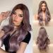 FORCUTEU Ombre Purple Wigs for Women Long Wavy Purple Wig Middle Part Purple Wig Heat Resistant Fiber Dark Brown Roots for Daily Costume Party (Ombre Purple)