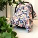 Oikabio Car Seat Cover Nursing Scarf Canopy - Dark Blue Flowers for Boys & Girls | Perfect for Breastfeeding & Travel - Buy Online on GoSupps.com