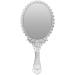 Bluelover Vintage Repousse Oval Makeup Floral Mirror Hand Held Mirrors Silver Cosmetic