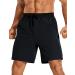 CRZ YOGA Men's Four-Way Stretch Workout Shorts - 7" Soft Durable Gym Athletic Running Hiking Shorts with Zip Pockets 7 inches Medium Black