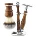 JAG Shaving Razor Set - Sustainable 3 -part razor set made of wood - synthetic hair razor brush - Double edge of razor blades Razi plane - razor plane women - and men - shaving stands