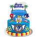 ALPXEL Blue Hedgehog Happy Birthday Cake Topper Cake Decorations Cartoon Themed Inspired Cake Decor Go Theme Party Cake Decor Glitter Kids Boys Girls Birthday Party Supplies (SS2)