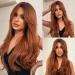 Szphoxer Auburn Wigs for Women Layered Wig with Bangs Long Straight Hair Wig Copper Brown Wigs Natural Synthetic Hair Heat Resistant Wigs for Daily Party Cosplay Use