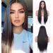 VEBONNY Glue Free Natural Black Wigs for Women 1B Black Synthetic Hair Wig Light Black Wigs Natural Straight Realistic Hair Middle Part 24 Inch VEBONNY-074 #074