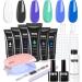 Poly Gel Nail Kit  6 Poly Nail gel Colors With Nail Lamp  Nail Extension Kit With Slip Solution Top Base Coat Builder Nails Art Tools For Beginners