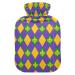 Mardi Gras Hot Water Bottle with Cover Hot Water Bottles for Pain Relief Hot Water Bag Heating Bottles for Sports Injuries 2L