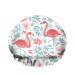 AOYEGO Pink Flamingos Bath Hair Cap Exotic Bird Floral Tropical Green Leaf Plant Reusable Shower Caps Hotel Travel Essentials Accessories for Women Girls Hair Care 10.6 x 4.3 x 0.15 Inch Pink Flamingos