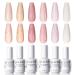 Gellen Gel Nail Polish Kit - 6 Elegant Shades Pink Rose White Nude Pearl Gel Nail Polish Set Shimmer Mermaid Gel Polish Soak Off Thread Effect Nail Art Manicure Gifts for Women Stay Chic