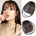 Bangs Hair Clip in Bangs Real Human Hair Extensions Wispy Bangs Fringe with Temples Hairpieces Air Bangs for Women Human Hair Clip on Bangs Brown Black Wispy Bangs 1/Brown Black
