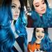 Colorfulpanda Long Blue Ombre Wavy Wig for Women - 26 Inches, Heat Resistant Synthetic Hair with Dark Roots - Perfect Pastel Curly Style - Buy Online on GoSupps.com