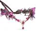 MOSTORY Fairy Crown Pink Butterfly Elf Headpiece Woodland Headband Elven Circlet Tiara for Women Christmas Halloween Renaissance Renfaire Cosplay