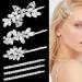 6 Pieces Rhinestone Wedding Hair Clips Bridal Hair Pins Crystal Barrette Elegant Hairpin Bride Silver Bobby Pins Hair Accessories for Women Girls