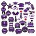 Graduation Cake Toppers - Graduation Cap Diploma Cupcake Picks Grad Cap Cupcake Picks for Senior High School College Grad Party Supplies Graduation Theme Party Decorations Gomice Purple