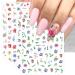 JMEOWIO 9 Sheets Spring Flower Nail Art Stickers Decals Self-Adhesive Colorful Summer Floral Nail Supplies Nail Art Design Decoration Accessories