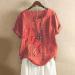Cotton Linen Women's Dandelion Print Blouse - 3/4 Sleeve Crewneck Vintage Top | Orange-d 3X-Large - Buy Online on GoSupps.com
