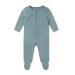 MORI Baby Boys and Girls Ribbed Zip Up Sleepsuit - Organic Cotton and Bamboo Unisex Footed Pyjama - Comfortable Toddler Nightwear 18-24 Months Ribbed Blue