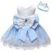 LZH Baby Girls Lace Dress Bowknot Flower Dresses Wedding Pageant Baptism Christening Tutu Gown 0-24 Months 12-18 Months Light Blue