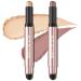 FOCALLURE 2PCS No Crease Eyeshadow Stick Shimmer and Matte Cream Eyeshadow Pencil Crayon Long Lasting Waterproof Eye Brightener Stick With Blending Brush Gleam Rosy