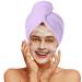 Sackei Hair Drying Towel Microfiber Hair Towel Wrap with Solid Button  9.5 inch X 26 inch Supersoft NO Dripping Hair Turban for Wet Hair Drying Hair Anti Frizz for Kids and Women (1Pcs Purple) Purple Medium