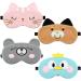 Sleep Mask for Kids 4 Pieces Cute Animal Eye Mask Soft Sleeping Eye Shade Night Sleeping Eye Mask Adjustable Elastic Sleeping Mask for Women Children Girls and Adult Pink brown grey blue