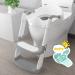 Potty Training Seat with Step Stool Ladder, Gentle Monster Toddler Potty Training Toilet for Kids Boys Girls Baby, Foldable & Comfortable Training Potty Chair Toilet for Child with Anti-Slip Pad(Grey) Gray
