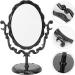 Leorx Vintage Desktop Makeup Mirror - Acrylic Rose Pattern Vanity Mirror (Black) - 22x16x9.5cm - Ideal for Bedroom & Bathroom - Buy Online on GoSupps.com