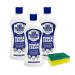 Household Surface Cleaner with Original Bar Keepers Friend Power Cream 3x350ml and a 1x Cleaning Sponge | Barkeeper's Friend Cream Stain Remover for Tea stains Sinks Worktop Enamel Bath