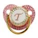 Asixxsix Golden Baby Schnuller Strass-letter bling baby pacifier personalized bling pacifier curved silicone pacifier with chain clip for baby shower newborn photography letter t
