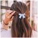 Aneneiceera Vintage Silk Bow Hair Clip Blue Bow Hair Barrette Clip Tiny Tulle Hair Bow Clip French Bowknot Tail Clips Cute Bowknot Hair Accessories for Women and Girls Gifts (Light Blue)