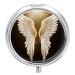 Round Pill Box Angel Wing Print 3 Compartment Medicine Pill Case Print Pill Organizer Decorative Metal Portable Pill Box Pocket Pill Box Style